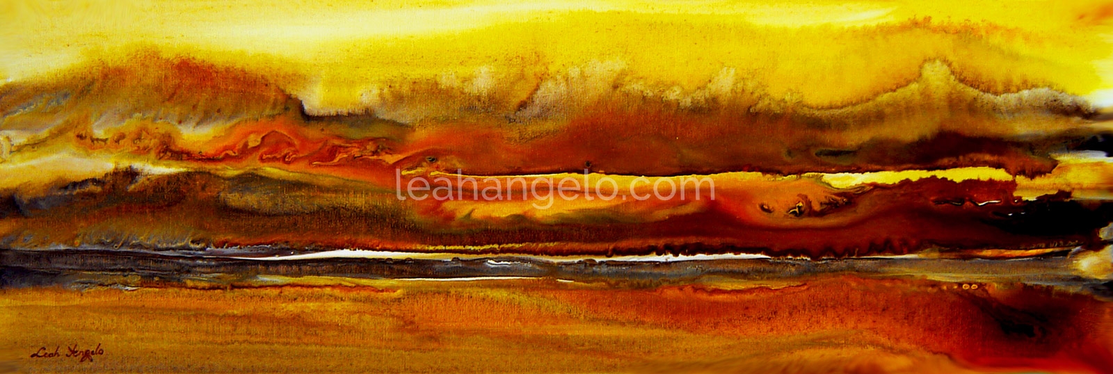 GLOWING WAVES OF PASSION - acrylic on canvas (122x43 cm) - Leah Angelo