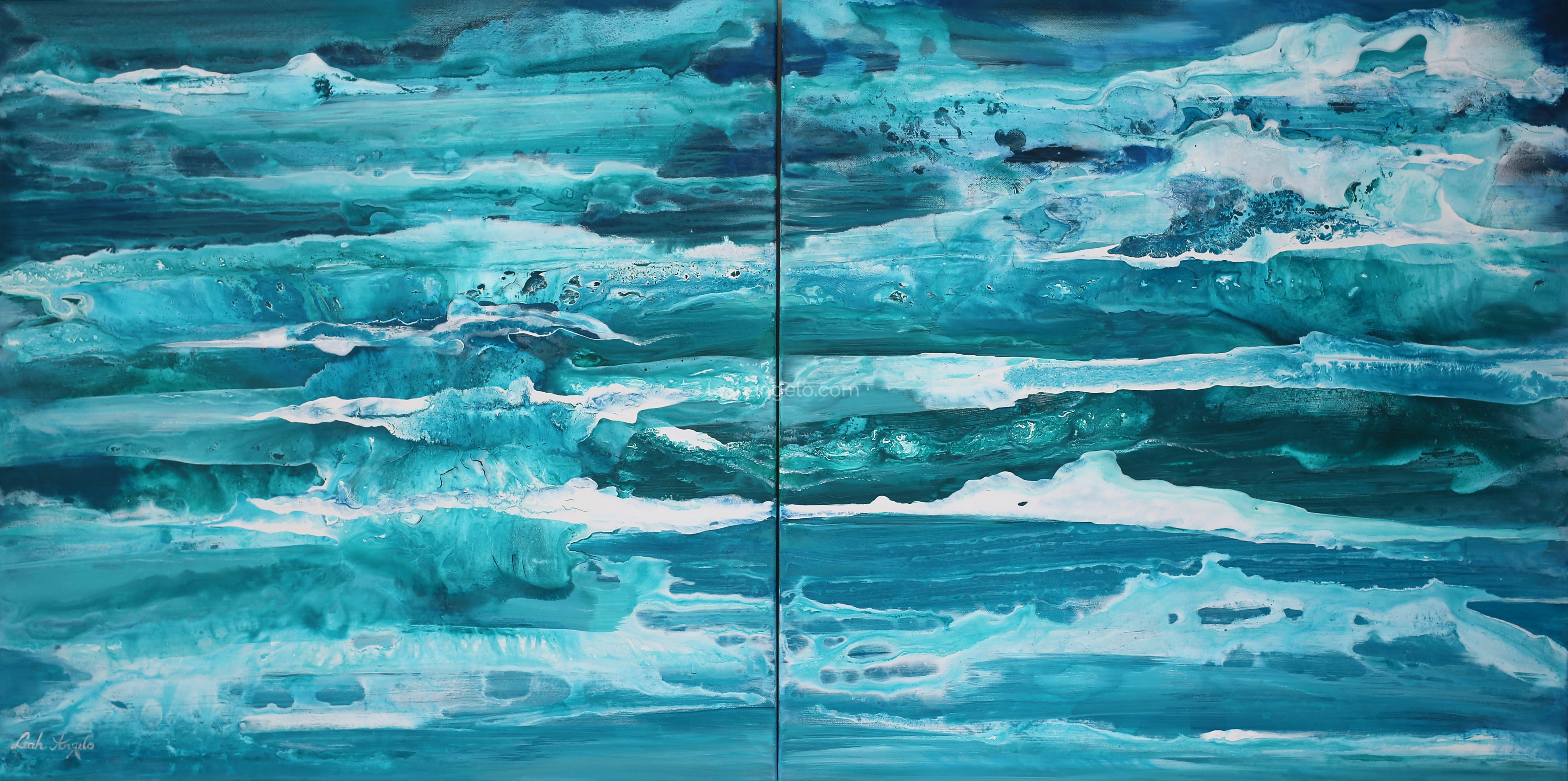 MOONLIGHT WAVES - Acrylics on Canvas- (160 x 80 cm)- Leah Angelo