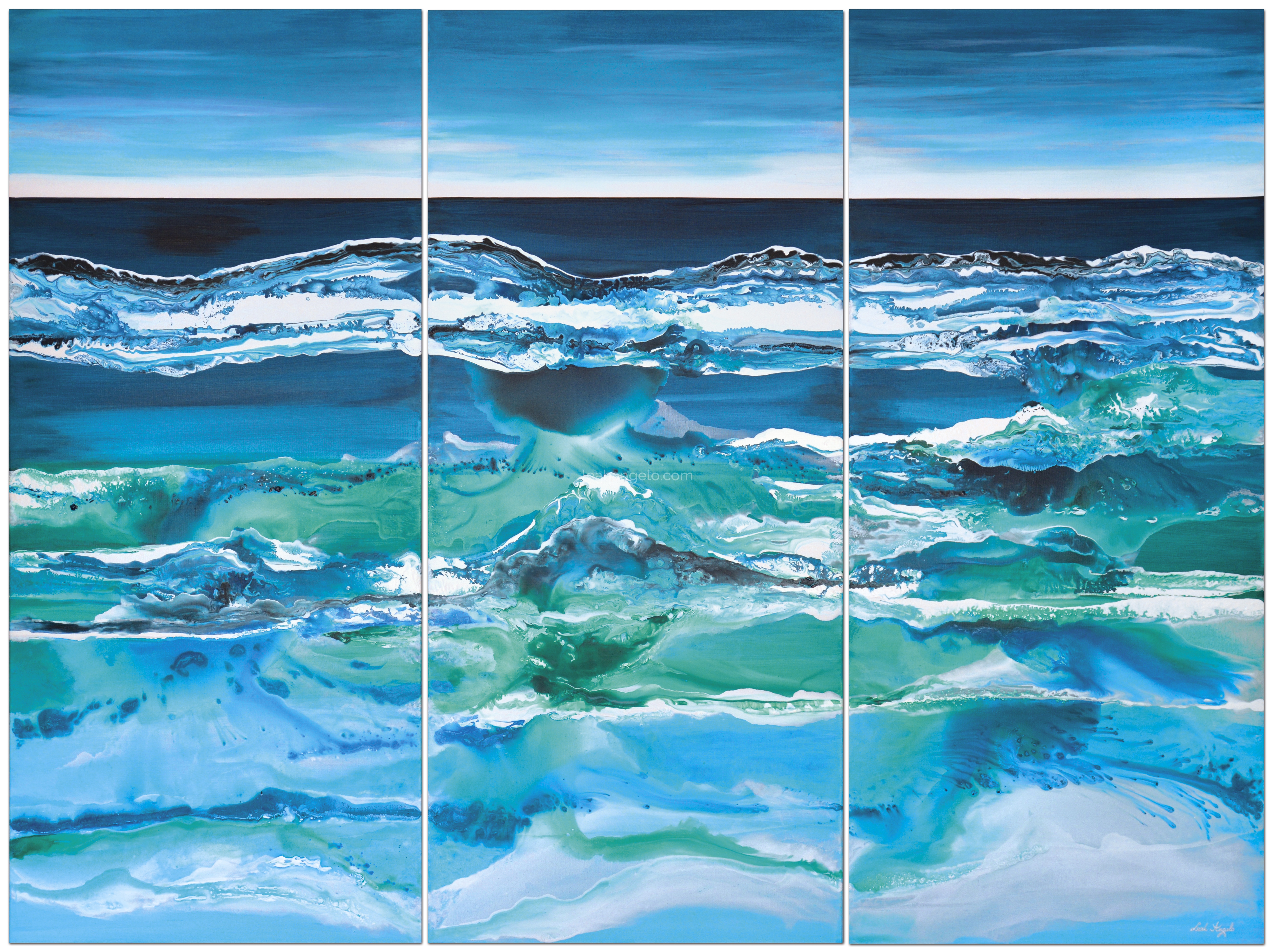 MOMENTS OF HAPPINESS - Leah Angelo - Acrylics on Canvas Triptych (240 x 180 cm) 