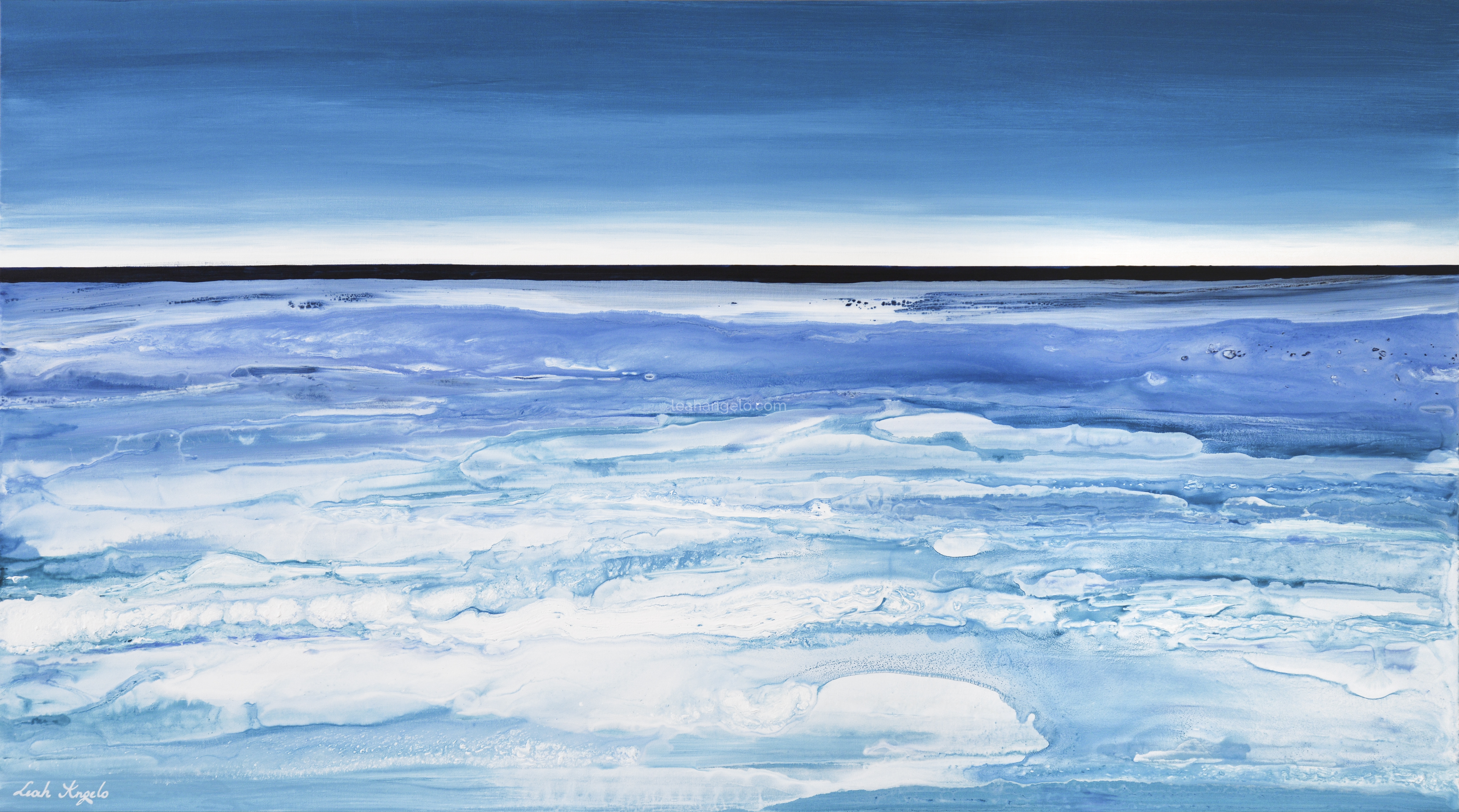 GLISTENING SEA acrylics on canvas - (162 x 89cm) Leah Angelo