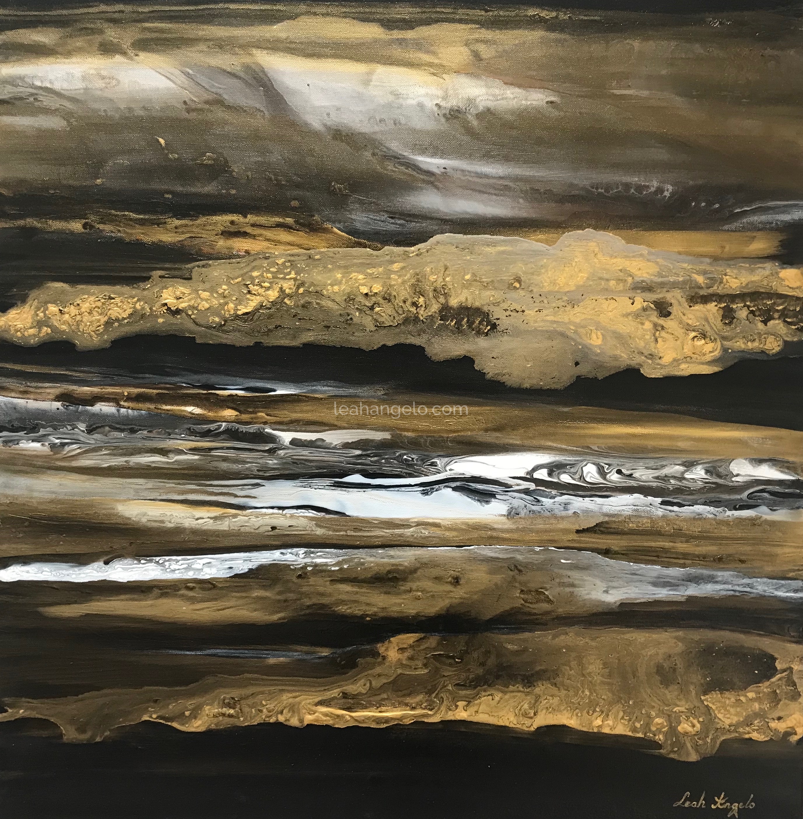 GOLDEN MOMENTS 4 Acrylics on Canvas (100 x 100 cm)-Leah Angelo