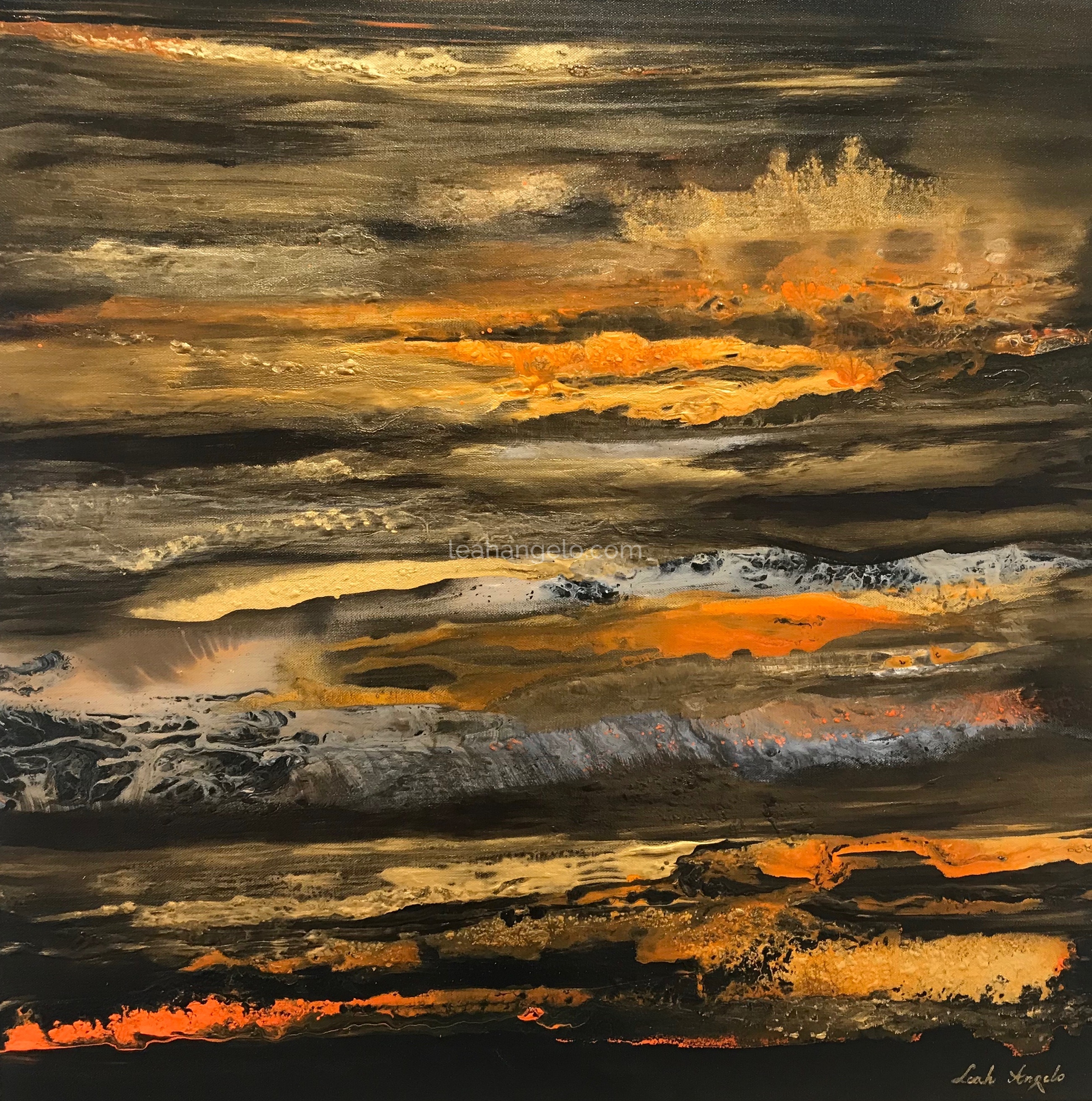 GOLDEN MOMENTS 5 Acrylics on Canvas (100 x 100 cm) -Leah Angelo